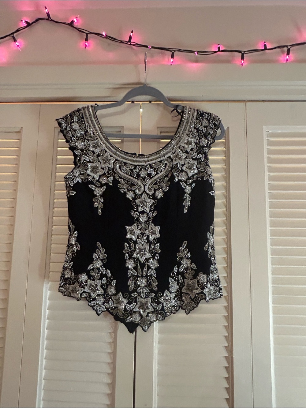 J Kara Black Beaded Embellished Women's Camisole